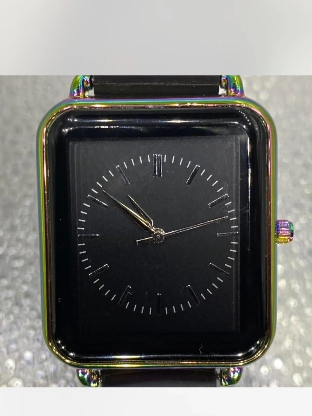 Ladies *** Iridescent Black Face Smart-Style Watch *** Ebony silicone band ^^^